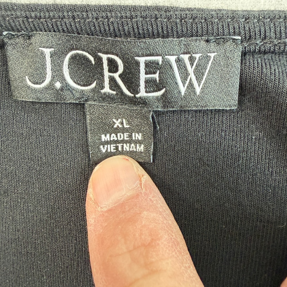J Crew Lace Trim Cardigan Top Sz XL Black Lettuce Hem Lightweight Romantic - Picture 6 of 8